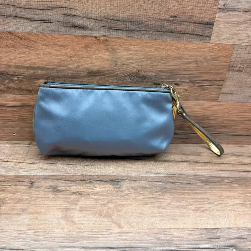 Coach Gray/Lavender Gold Satin  Amanda Clutch Wristlet Handbag Purse